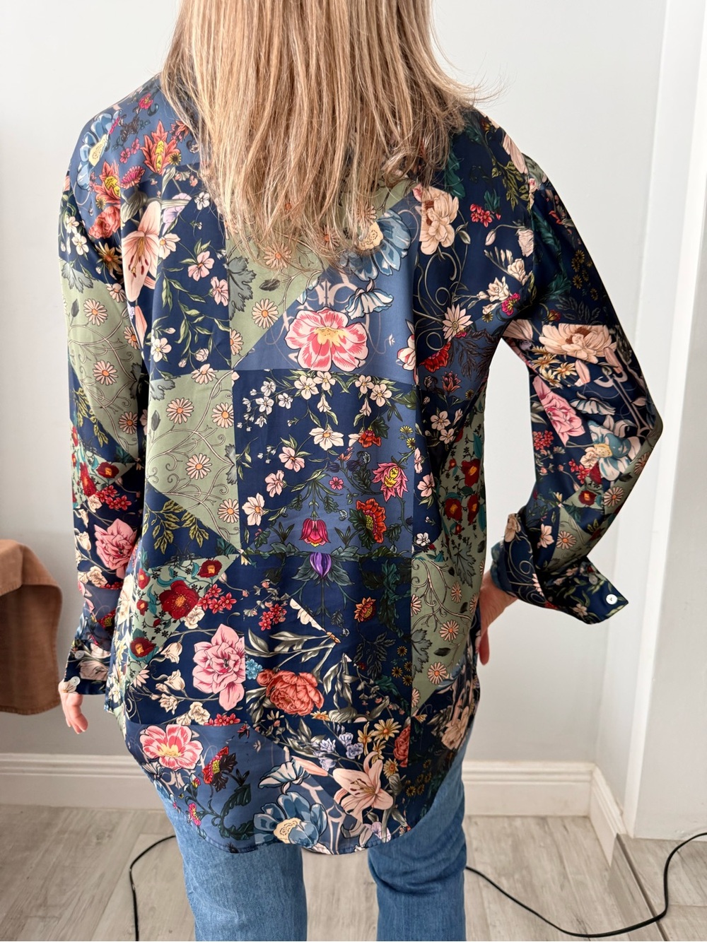 ZARA Boho Romantic Floral Patchwork Shirt – Size S